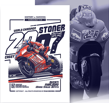Casey Stoner | 2007 World Champion MotoGP Ducati illustration poster
