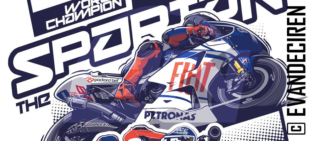 Jorge Lorenzo 2010 MotoGP Champion illustration detail