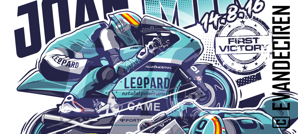 Joan Mir 2016 Austrian GP Moto3 artwork close-up – Leopard Racing KTM