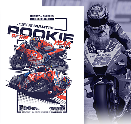Jorge Martin 2021 Rookie of the Year poster illustration by Evan DeCiren