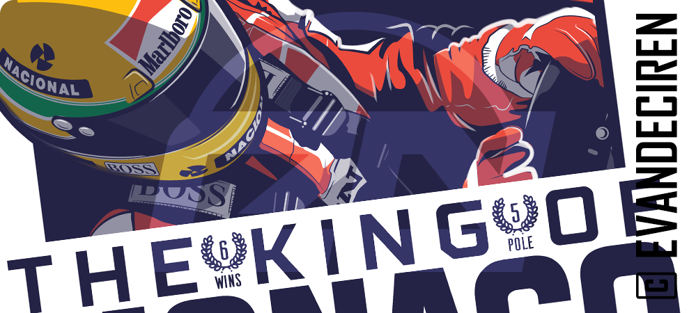 Ayrton Senna King of Monaco detail illustration Evan DeCiren
