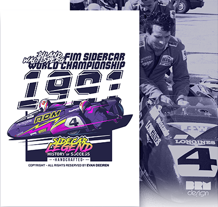 Biland & Waltisperg 1991 FIM Sidecar World Championship poster illustration