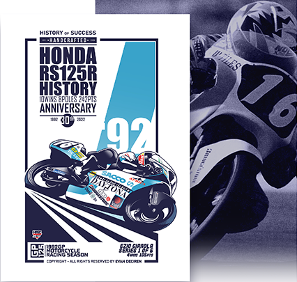 Ezio Gianola 1992 Honda RS125R History Poster – Limited Edition 1 of 6 Racing Art