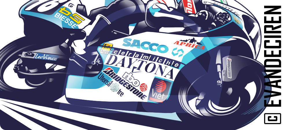 Ezio Gianola Honda RS125R Racing Poster Detail – After Illustration 1992