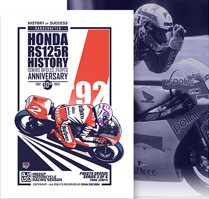 Fausto Gresini 1992 Honda RS125R History Poster – Motorsport Illustration by Evan DeCiren