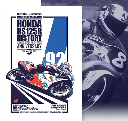 Dirk Raudies | 1992 Honda RS125R History poster cover by Evan DeCiren