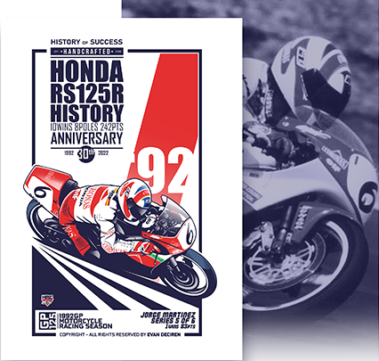 Jorge Martinez on Honda RS125R | 1992 Racing Poster Illustration