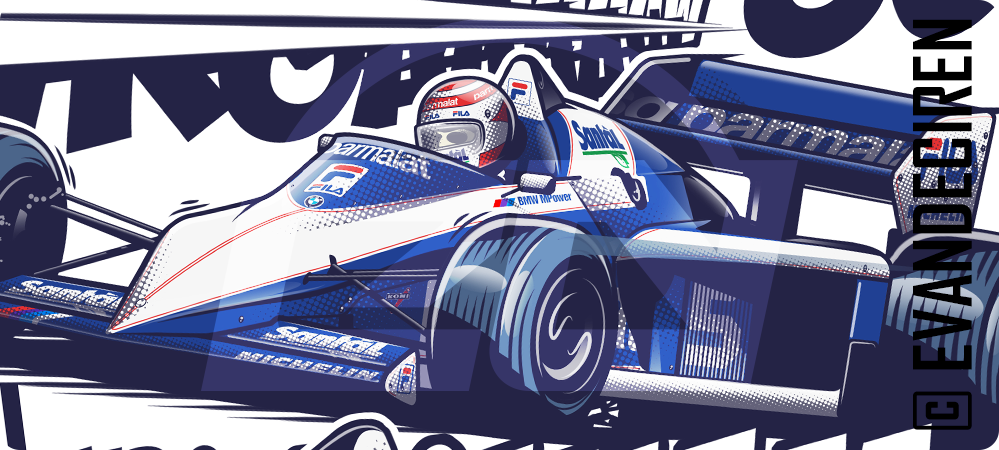 Nelson Piquet 1983 Brabham BT52 detailed illustration close-up Evan DeCiren