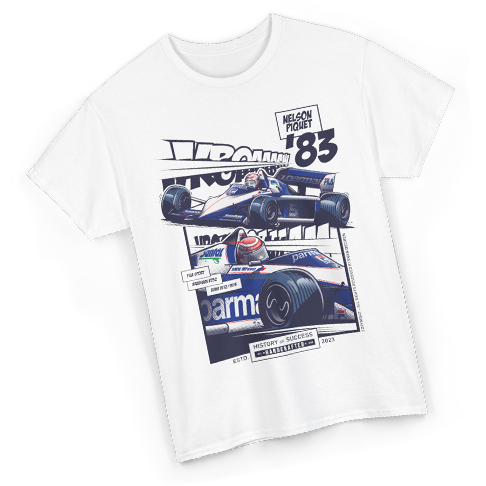 Nelson Piquet 1983 Brabham BT52 T-shirt design Evan DeCiren
