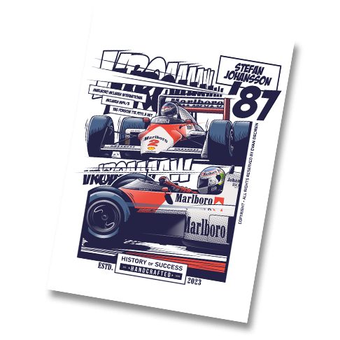 Stefan Johansson 1987 McLaren MP4/3 main motorsport illustration by Evan DeCiren