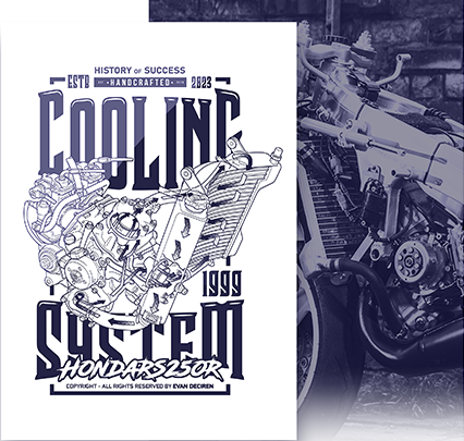 Honda RS250R 1999 Cooling System illustration poster by Evan DeCiren
