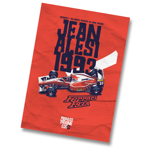 Jean Alesi Ferrari F93A 1993 Formula 1 poster mockup illustration