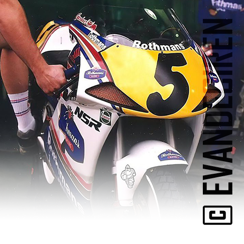 Wayne Gardner on the 1991 Honda NSR500 — Rothmans Racing Team.