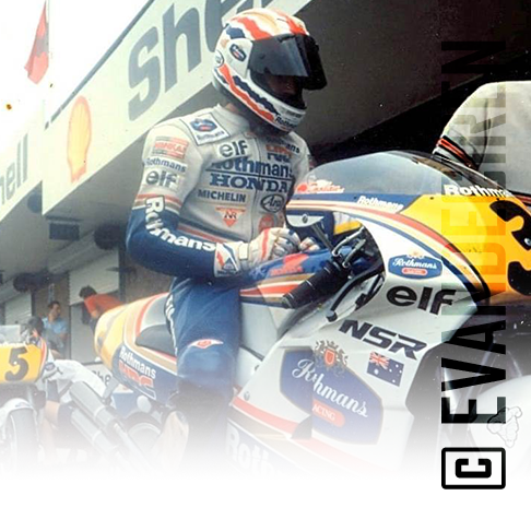 Mick Doohan racing the 1991 Honda NSR500 — Rothmans colors flying.