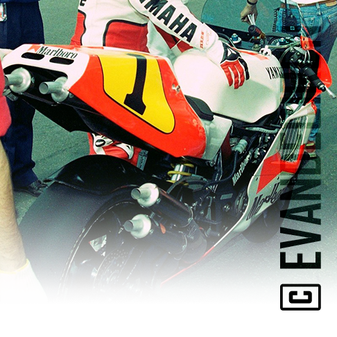 Yamaha 500cc rear tire detail — Dunlop racing compound in the 1990s.