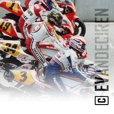 Start of the 1992 500cc Grand Prix — Schwantz, Rainey, Doohan, and Kocinski on the grid.