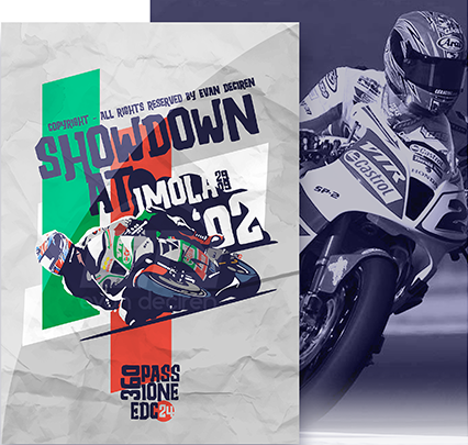Superbike 2002 Showdown at Imola poster illustration by Evan DeCiren