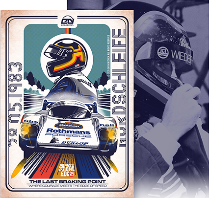Stefan Bellof Porsche 956 poster angled view – Nürburgring 1983 art print by Evan DeCiren