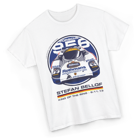 Stefan Bellof Porsche 956 T-shirt design – King of the Ring 1983 by Evan DeCiren