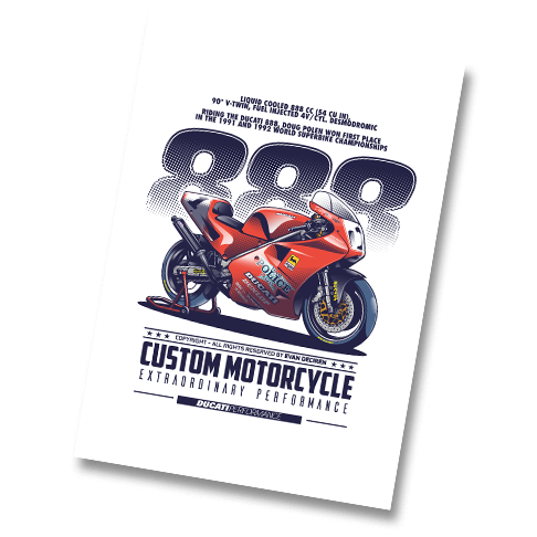 Ducati 888 poster mockup – Doug Polen by Evan DeCiren