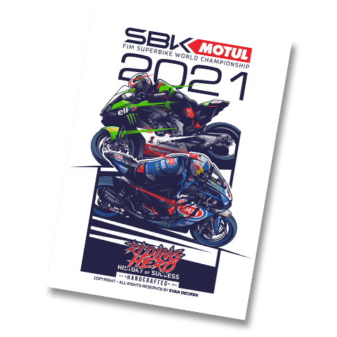 Superbike World Championship 2021 poster illustration by Evan DeCiren.