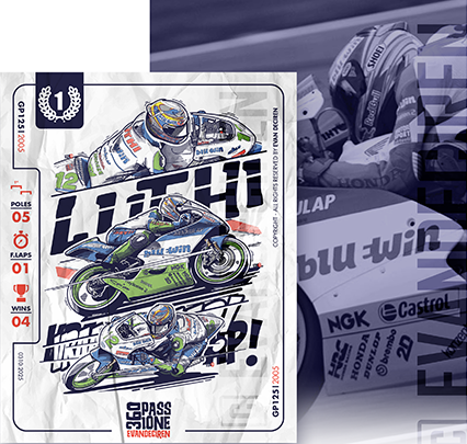 Thomas Lüthi 2005 World Champion cover illustration by Evan DeCiren