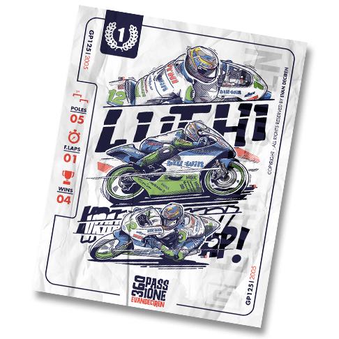 Thomas Lüthi 2005 World Champion illustrated poster by Evan DeCiren