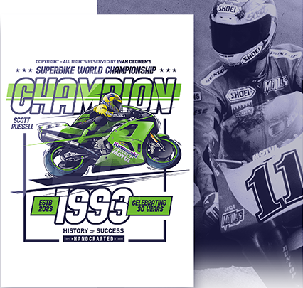 Scott Russell 1993 Superbike World Champion Kawasaki Illustration