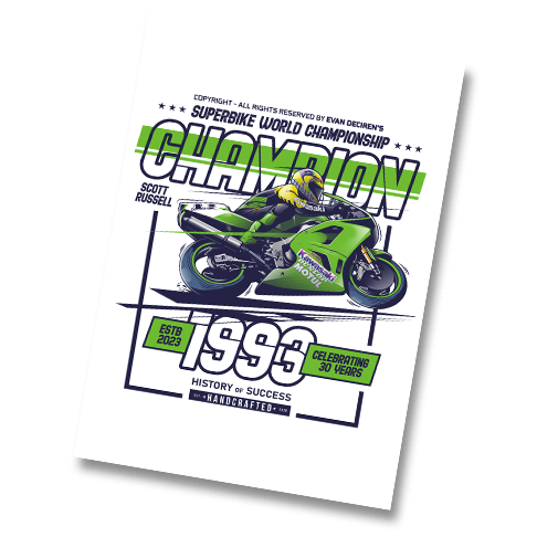 Scott Russell 1993 Superbike World Champion poster illustration