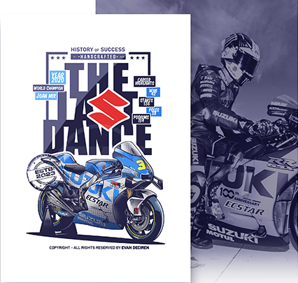 Suzuki GSX-RR MotoGP 2020 Last Dance poster illustration by Evan DeCiren