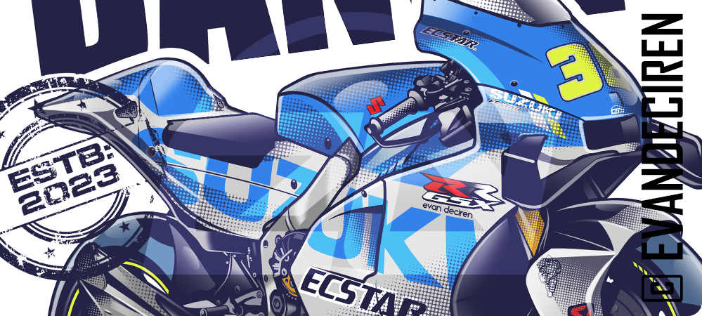 Suzuki GSX-RR MotoGP Last Dance 2020 illustration detail Evan DeCiren