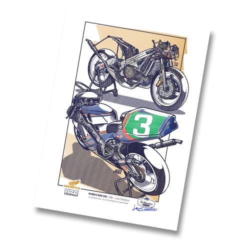Honda NSR250 1991 Luca Cadalora motorsport illustration poster – Evan DeCiren