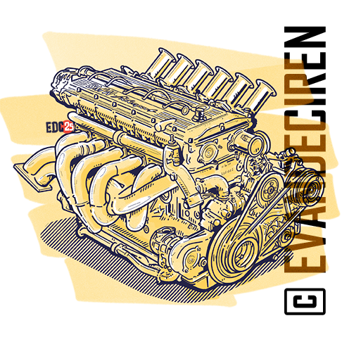 BMW M88/1 engine illustration – BMW M1 Procar technical cutaway by Evan DeCiren.