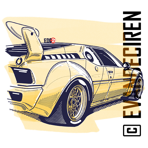 BMW M1 Procar rear quarter illustration – aerodynamic profile by Evan DeCiren.