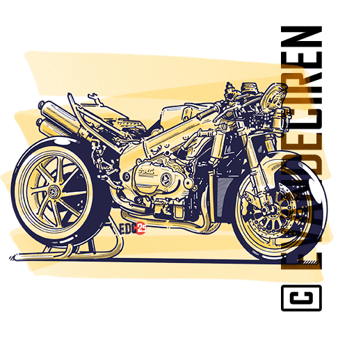 Honda RC45 Castrol 1997 full bike illustration front three quarter view superbike by evandeciren.ch