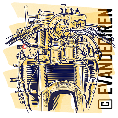 Honda RC45 V4 engine close up illustrated superbike engineering by evandeciren.ch
