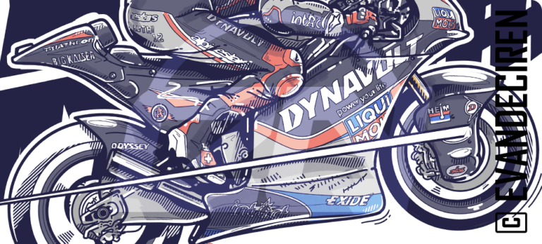 Thomas Lüthi Moto2 2019 illustrated race bike Dynavolt Intact GP – career tribute artwork by evandeciren.ch