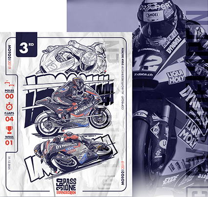 Thomas Lüthi 2019 Moto2 illustrated career tribute poster mockup by evandeciren.ch