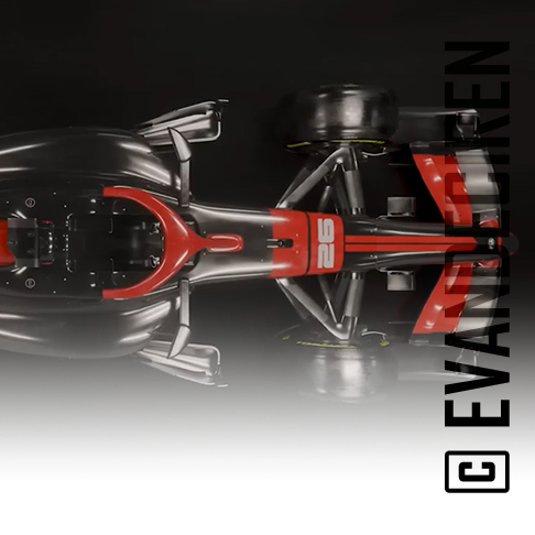Formula 1 2026 top view car layout aerodynamic proportions by evandeciren.ch