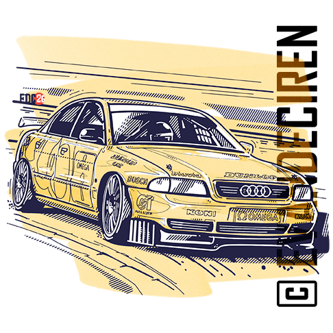 Audi A4 1995 Italian Superturismo side view illustration, touring car racing stance by evandeciren.ch