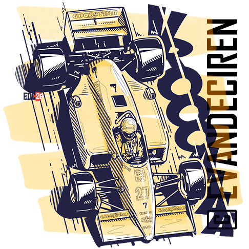 Michele Alboreto Formula 1 Ferrari illustration, top view racing artwork by evandeciren.ch