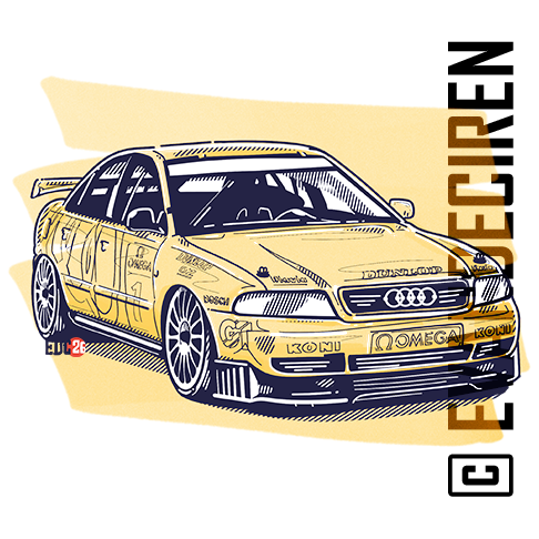 Audi A4 1995 Italian Superturismo three-quarter view illustration, touring car dominator by evandeciren.ch