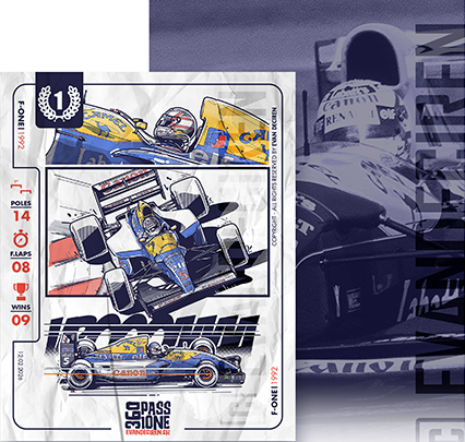 Nigel Mansell 1992 World Champion poster illustration with season statistics – Williams FW14B artwork by evandeciren.ch