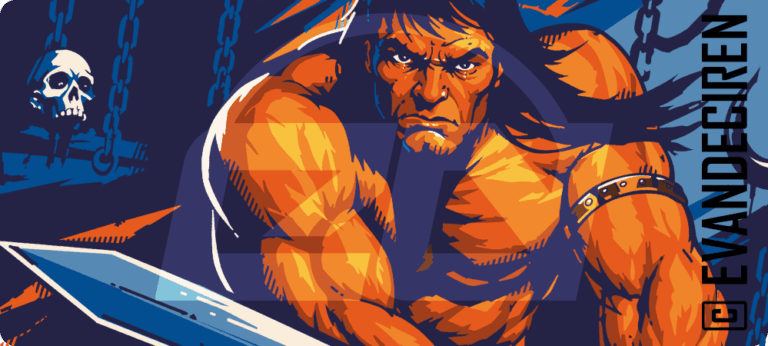 CROM Vanadium barbarian warrior Sword & Sorcery fantasy comic art detail by evandeciren.ch